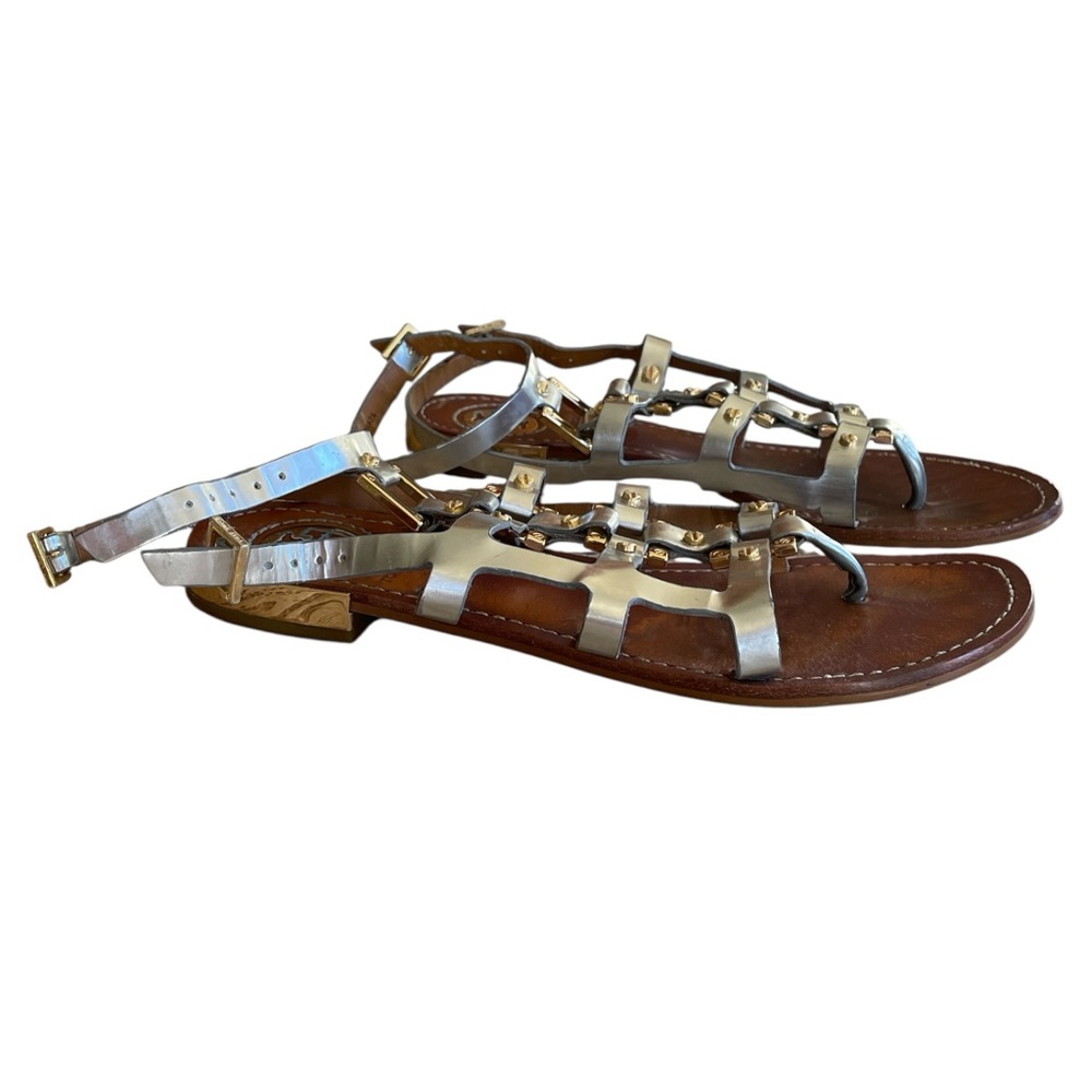 Tory Burch Y2K Silver, Gold and Brown Leather Women's Sandals - Picture 3 of 4